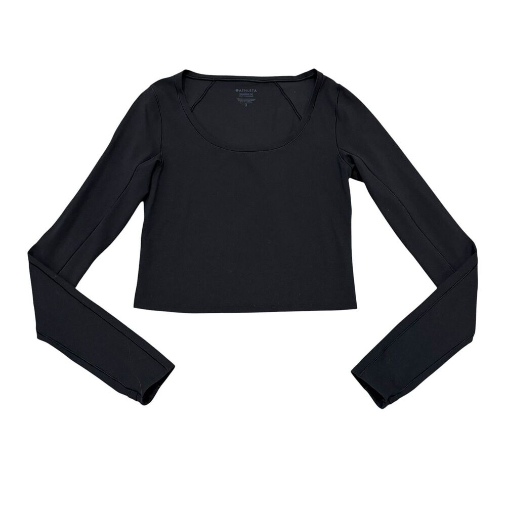 Athleta Women’s Black Transcend Top Long Sleeve Size S Athletic Workout Dance